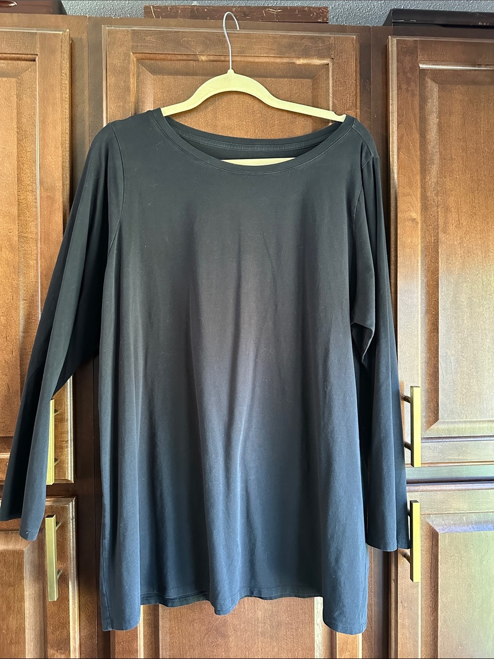 Soft Surroundings Black Long Sleeve Scoop Neck Tunic Pima Cotton